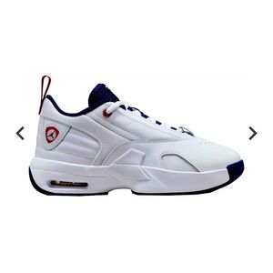 Jordan White and Blue Athletic Shoes with Modern Design